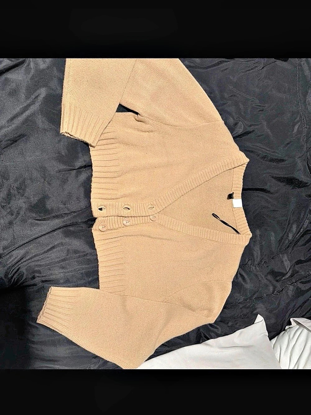 H&M Ribbed Button-Front Cardigan in Beige Size Small